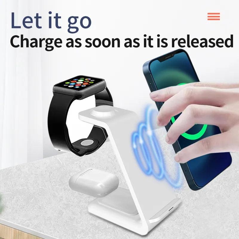 3 in 1 Wireless Charging Station with Clock - Featest buy your product online 