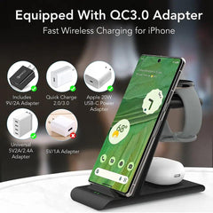 3 in 1 Wireless Charging Station with Clock - Featest buy your product online 